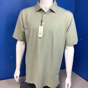 NWT Turtleson Performance Flush Stripe Polo ENVY/THISTLE Size L